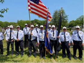 Members of the Veterans of Foreign Wars Post 8300 arrive at the Bellport Village Memorial Day parade commencement ceremony to pay tribute to those that died serving our country.